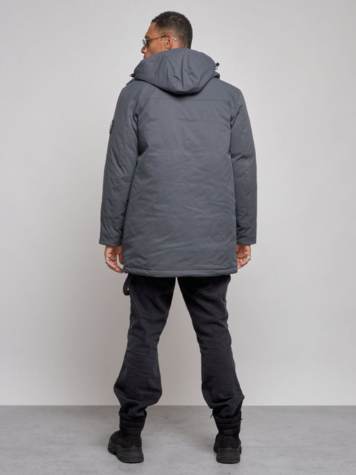 Парка мужская зимняя удлиненная молодежная темно-серого цвета 8305TC - Wonderrman фото 5