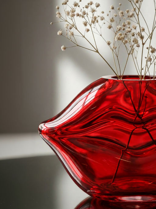 Ваза "Губы" красный, стекло Elan Gallery