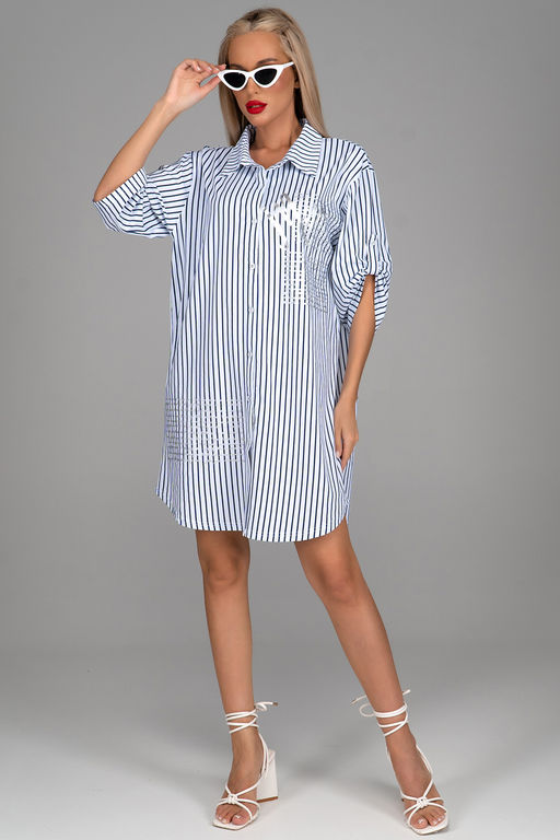 Платье  рубашка Молли (мелкая полоска) - Эльза фото 10