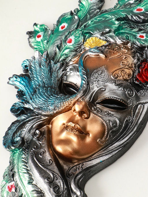 Венецианская маска "Павлин" цветной, 55 см