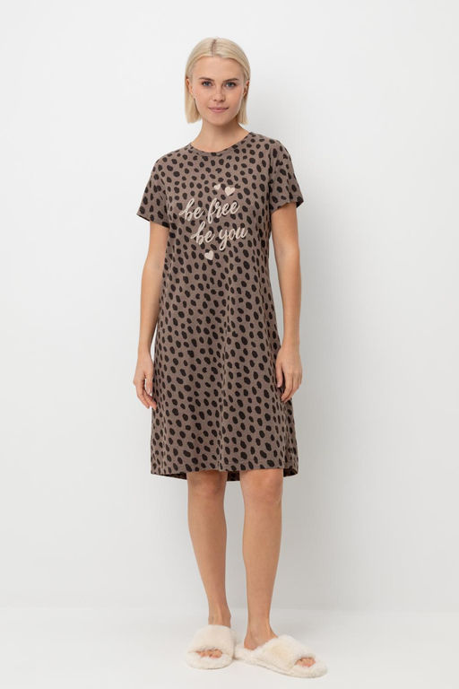 Е 10052/коричневый меланж,пятна сафари сорочка жен