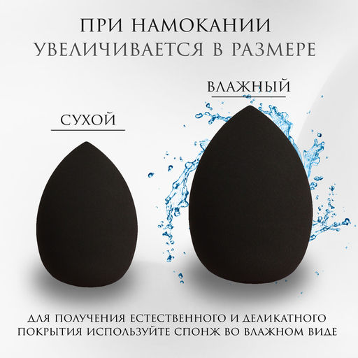 Спонжи для макияжа, набор - 4 шт., увеличиваются при намокании, разноцветные