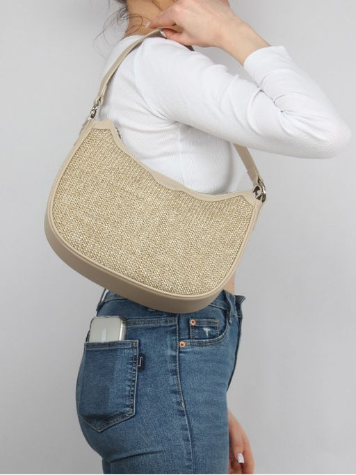 Сумка женская иск/кожа+текстиль DJ-СМ 7433-OATMEAL BEIGE, 1отд, плечевой ремень, бежевый SALE 263870 - Adelia фото 9