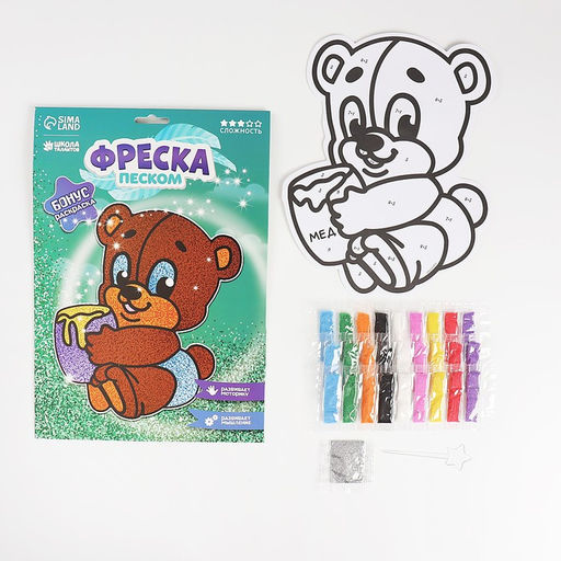 Фреска для самых маленьких Мишка + блёстки - Школа талантов фото 4