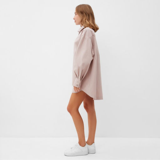 Костюм женский (рубашка, шорты) MINAKU: Oversize, серо-розовый, размер 46