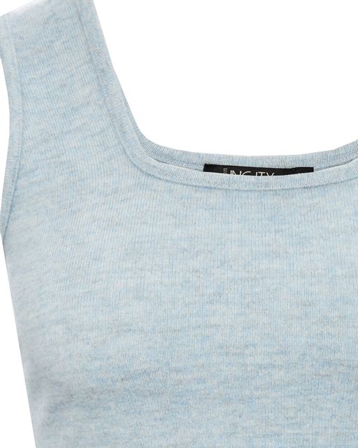 Укороченный трикотажный топ пастельного голубого оттенка - Incity фото 4