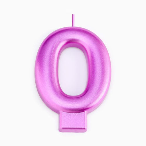 Цена за 3 шт. Свеча для торта «Европейская ГИГАНТ», цифра 0, 7 см, фиолетовый металлик