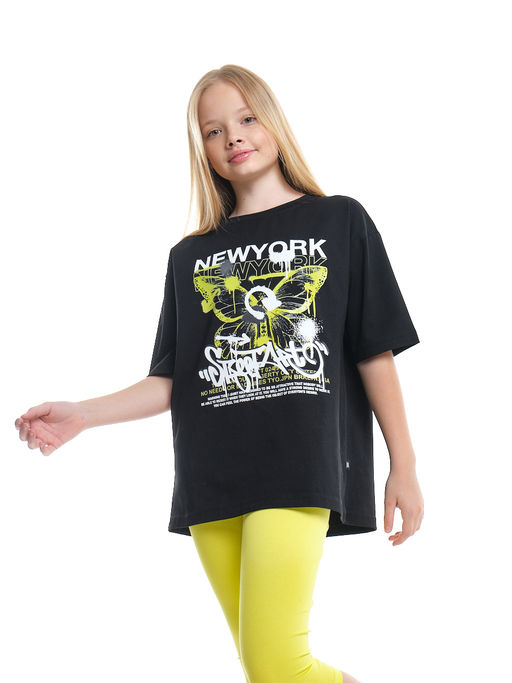 Футболка с принтом для девочки 22-9011 черный - Mini maxi фото 4