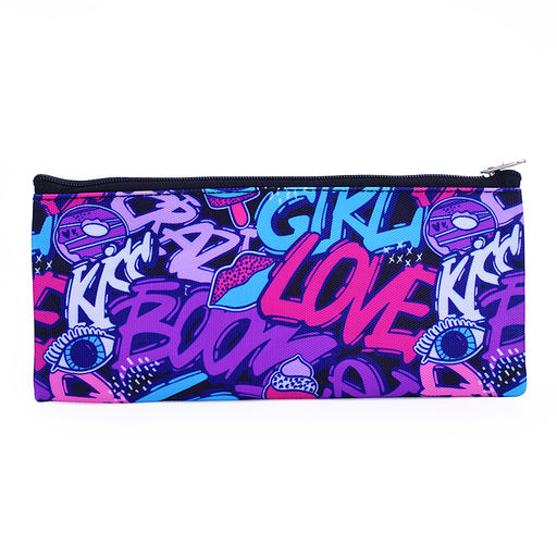 Пенал "Yes Girl" 21,5x9x1 см, плоский для 35 предметов, текстильный, на молнии