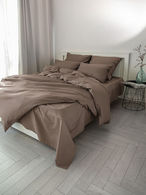 Простыня сатин-страйп 160x240 коричневый сатин - Denastia фото 8