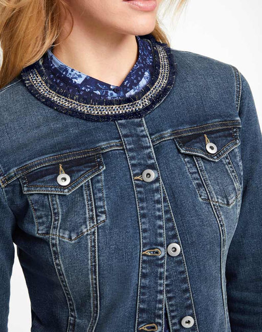 Джинсовый жакет, синий - Linea tesini фото 5