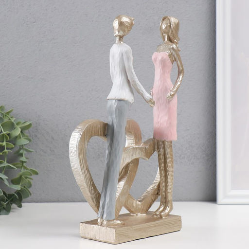 Фигурка полистоун Влюблённые у двойного сердца, 16?7?26.5 см