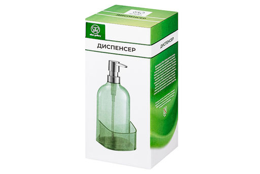 Диспенсер 500 мл 9,5*9,5*21 см прозрачный зеленый, с отделением для губки - Elan gallery фото 16
