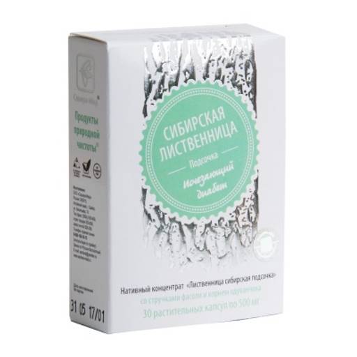 Лиственница сибирская подсочка с фасолью и корнем одуванчика, капс. 30 шт по 500 мг (исчезающий диабет)