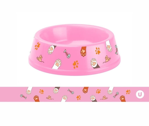 Цена за 3 шт. Миска пластиковая "МОЙ БРО - Любимые лапки!, цвет розовый 21*6,5см (логотип на миске) 700мл