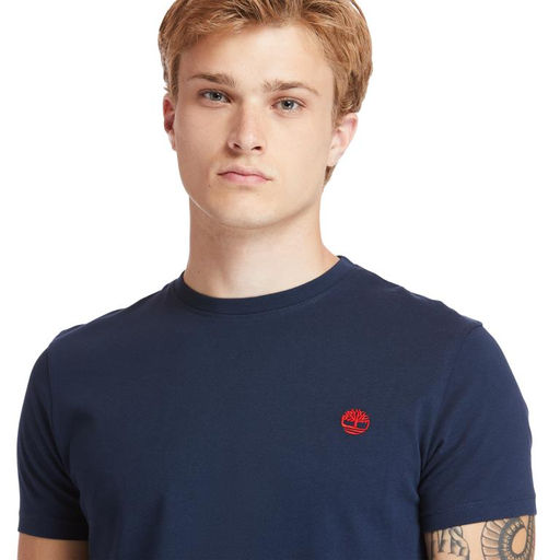 Футболка Timberland T-Shirt Dunstan River Jersey Crew Neck Slim темно-синяя  фото 4