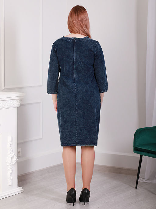 Джинсовое платье женское большого размера со стразами - Almond фото 3