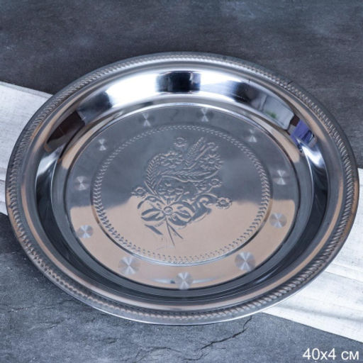 Блюдо 40 см металл с декором Цветы /h=4/ S-81 /уп 80/ 0.396 - Галеонтрейд фото 2