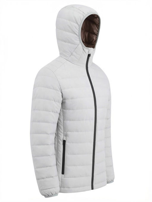 Куртка женская стёганая с капюшоном с графеновой подкладкой светло-бежевого цвета 9624_1SB