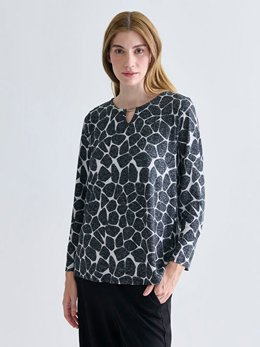 Bisiklet Yaka Desenli Bluz