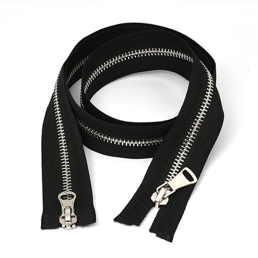 Молния Mzip мет. №5 никель шлиф.звено, 2 замка, 100 см цв.F322 черный уп.10шт