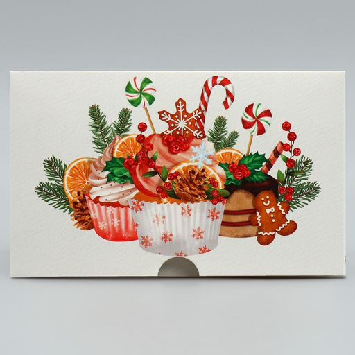 Цена за 5 шт. Коробка складная на 4 капкейка с окном «С Новым годом!», 16×16×10 см