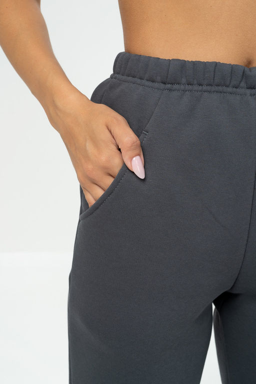 Брюки женские с начесом, графит - Solo mio фото 4
