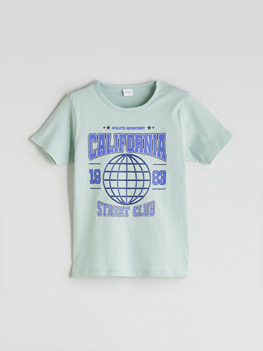 Bisiklet Yaka California Bask?l? Erkek ?ocuk ?ortlu Pijama Tak?m?