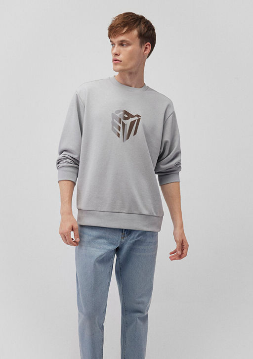 Gri Sweatshirt - Mavi фото 2