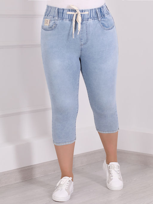 Голубые джинсовые капри женские больших размеров - Almond фото 5