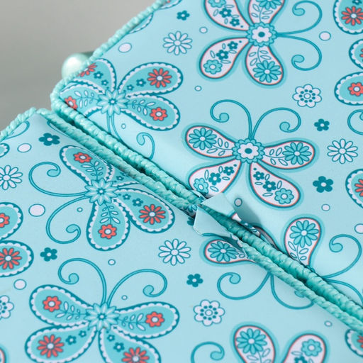 Шкатулка для рукоделия и шитья Бабочки и цветочки на голубом, хранение ниток, иголок, мелочи, 19?26?14.5 см