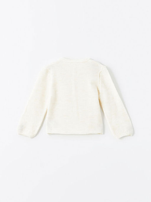 Bisiklet Yaka ?i?ek Nak??l? K?z ?ocuk Triko H?rka