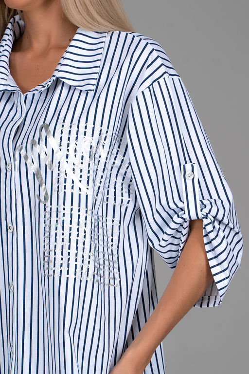 Платье  рубашка Молли (мелкая полоска) - Эльза фото 2