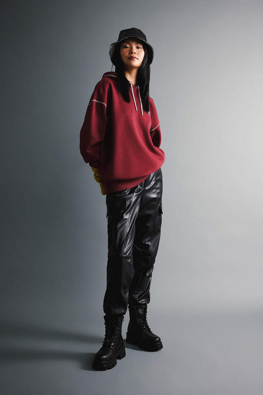 Толстая толстая толстовка с капюшоном и принтом на спине Cool Oversize - Defacto фото 3