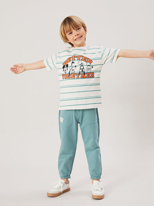 Mickey Mouse Bask?l? Erkek ?ocuk Ti??rt ve E?ofman Alt 2li