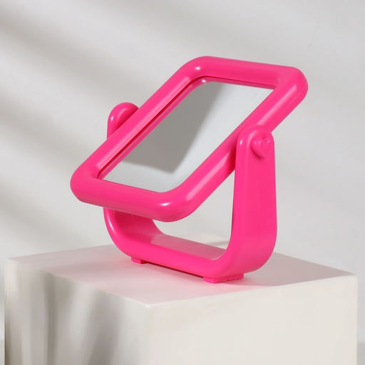 Зеркало настольное, с увеличением х2, декоративное, 13.5×14.5×3.5 см, (7.8×9.8 см), розовое