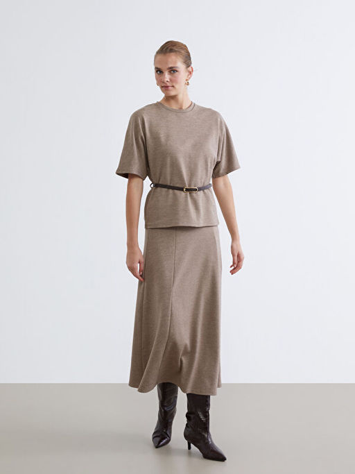 Bisiklet Yaka Beli Kemerli Bluz