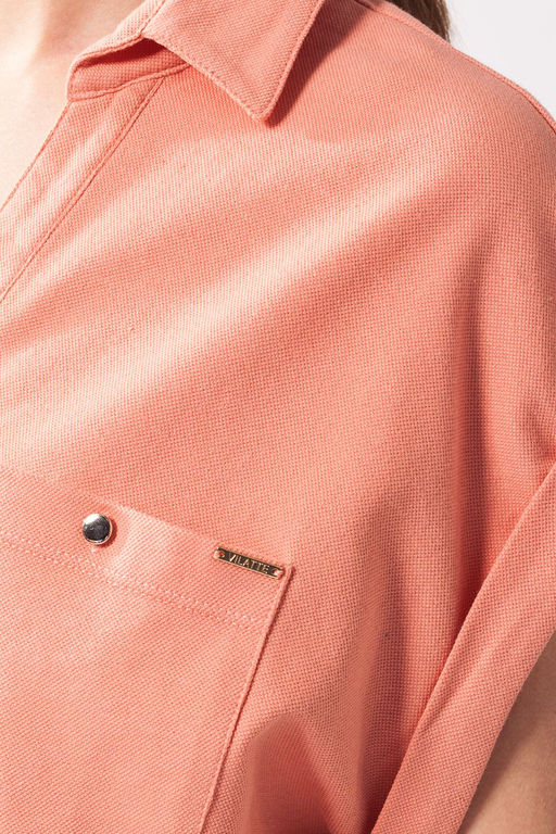 Over-size футболка-поло из трикотажа пике. - Vilatte фото 2