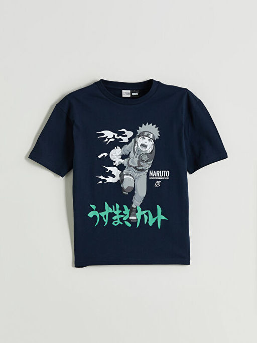 Bisiklet Yaka Naruto Bask?l? Erkek ?ocuk Ti??rt