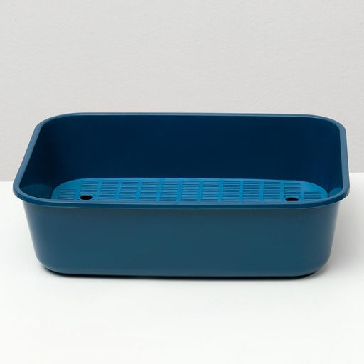 Туалет для кошек «Сима» FIX, 29×38×10.5 см, с сеткой, пластик, синий