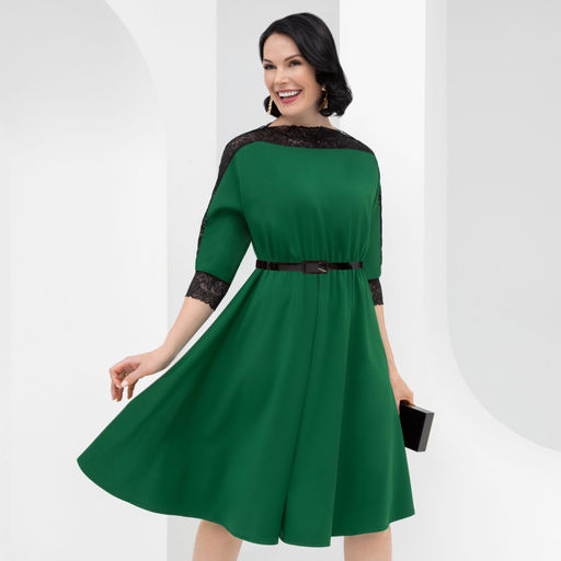 Платье Парижский десерт (изумруд с ремешком)