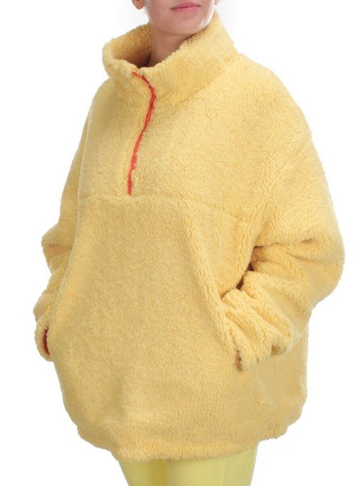 2568 YELLOW Кофта плюшевая женская Тедди на синтепоне (50 гр. синтепон) - Fashion фото 4
