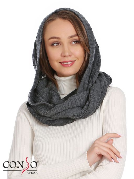 KN180330 - тёмно-серый Шарф женский. Размер 30х100 см