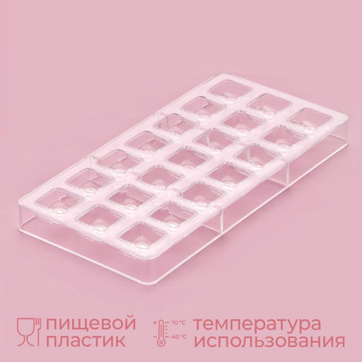 Цена за 2 шт. Форма для конфет и шоколада KONFINETTA Восход, 27.5?17.5?2.5 см, 21 ячейка 2.5?2.5?1 см, прозрачная  фото 2