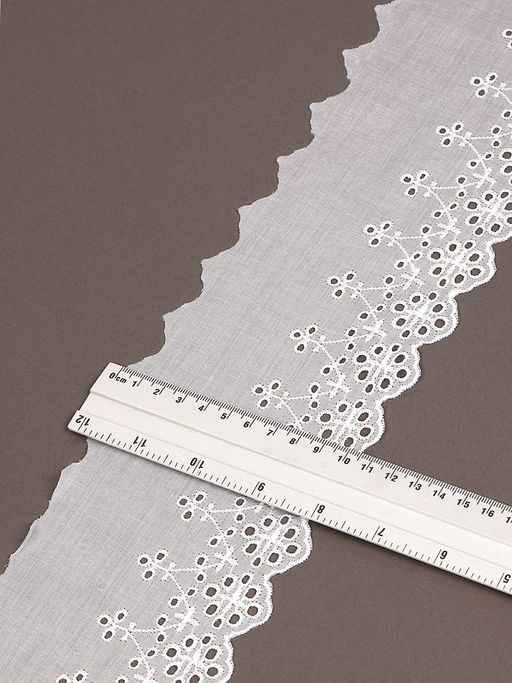 Кружево шитье хлопок KRUZHEVO арт.TBY.0182 шир.100мм цв.01 белый, уп.2,7м