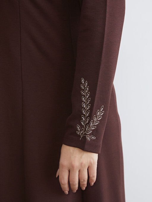 Bisiklet Yaka A Kesim ?i?ek Nak??l? Elbise