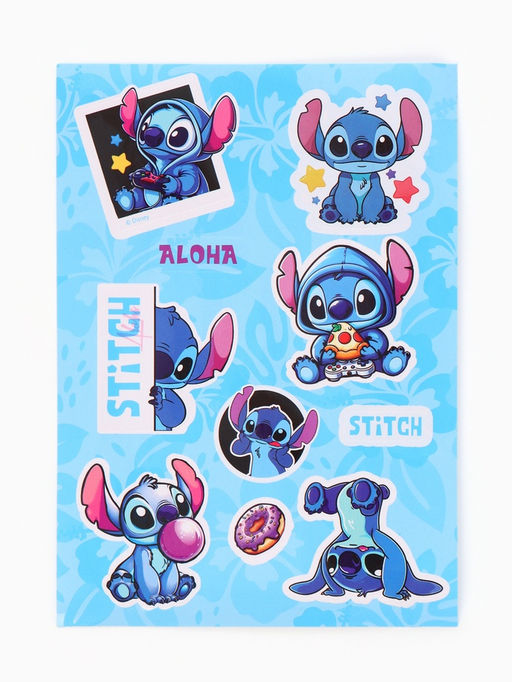 Подарочный набор: ежедневник А5, 80 л, ручка и наклейки Стич