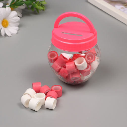 Клейкая лента пластик в банке «Белый и коралл», набор 40 шт., 1.2 см, дл. 0.9 м, 7×7×9 см