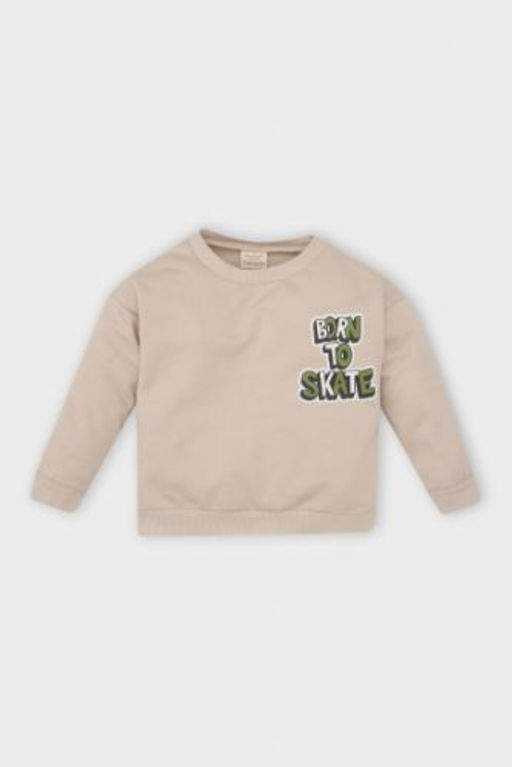 Erkek Bebek Bisiklet Yaka S?rt Bask?l? Ici Yumusak Tuylu Sweatshirt