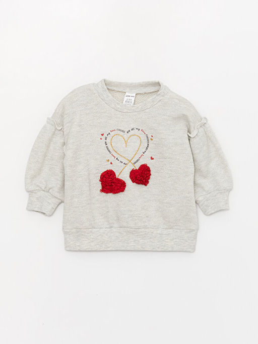 Bisiklet Yaka Bask?l? K?z Bebek Sweatshirt ve E?ofman Alt 2li - Waikiki фото 2